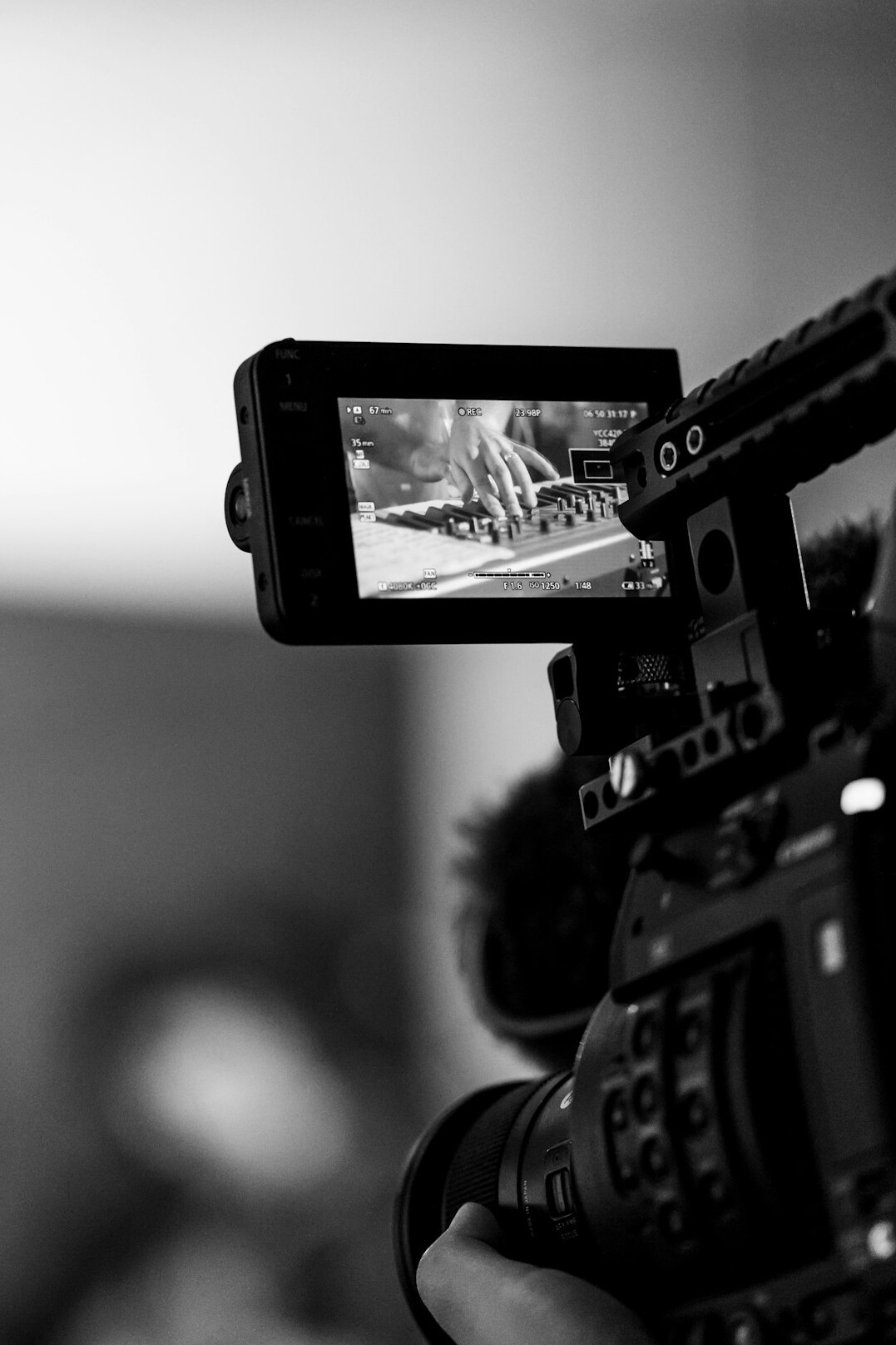 filming scene with camera